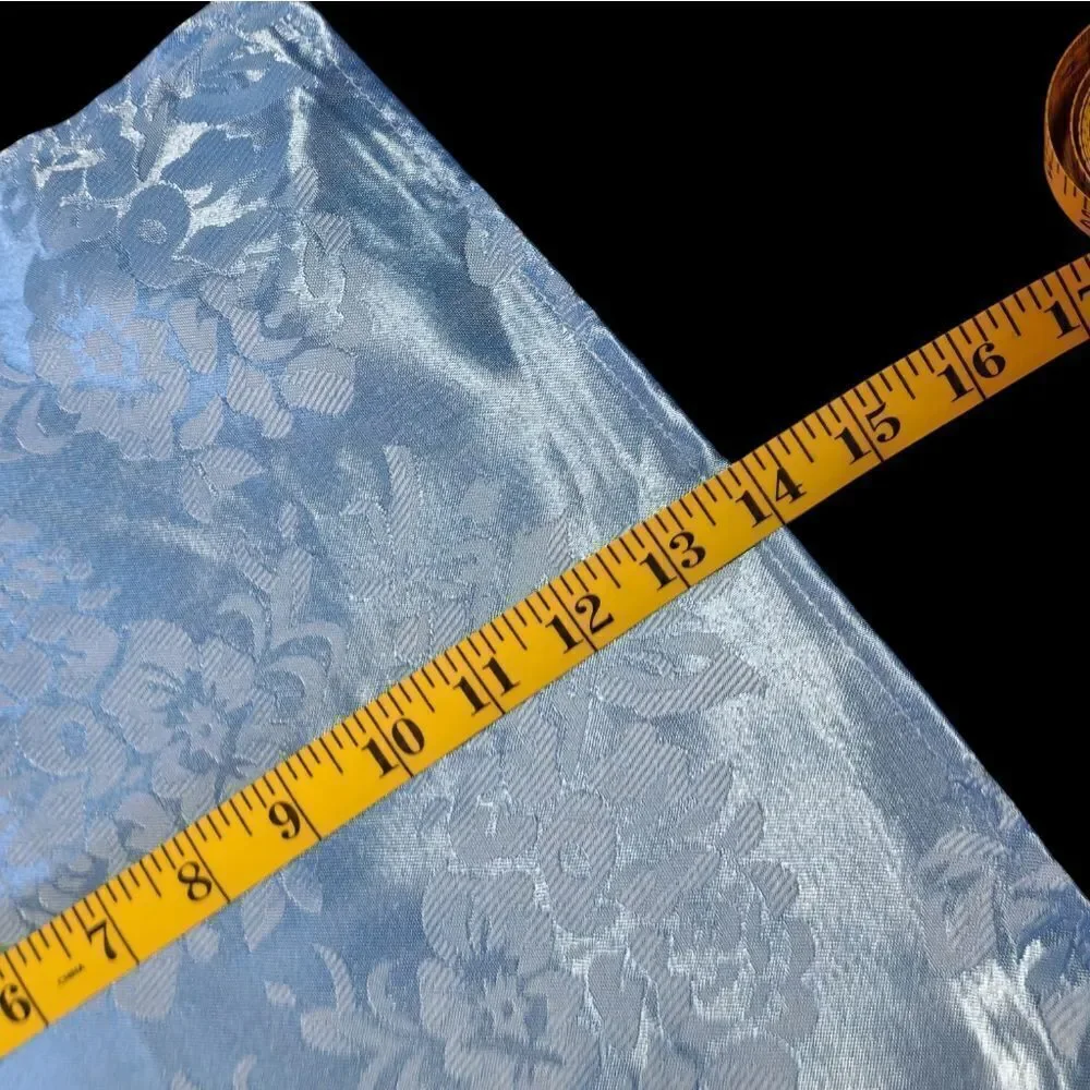 Vintage Set of blue silk floral table runner with 1 matching square